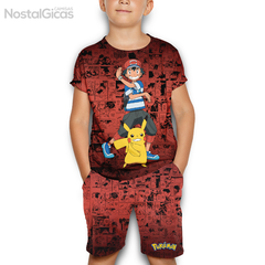Kit Infantil Exclusivo Camisa + Short Ash e Pikachu Alola