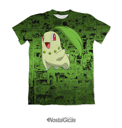 Camisa Exclusiva Chikorita - Pokémon Mangá