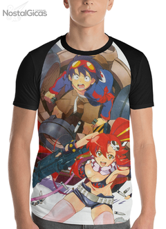 Camisa Raglan Simon e Yoko Tengen Toppa Gurren-Lagann