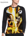 Camisa Manga Longa Raglan Saitama e Genos Estampa Total