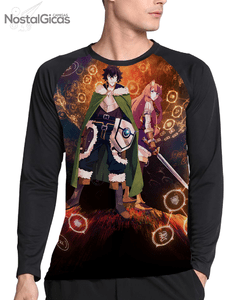 Camisa Manga Longa Raglan Naofumi e Raphtalia Estampa Total