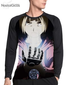 Camisa Manga Longa Raglan Edward Elric Estampa Total