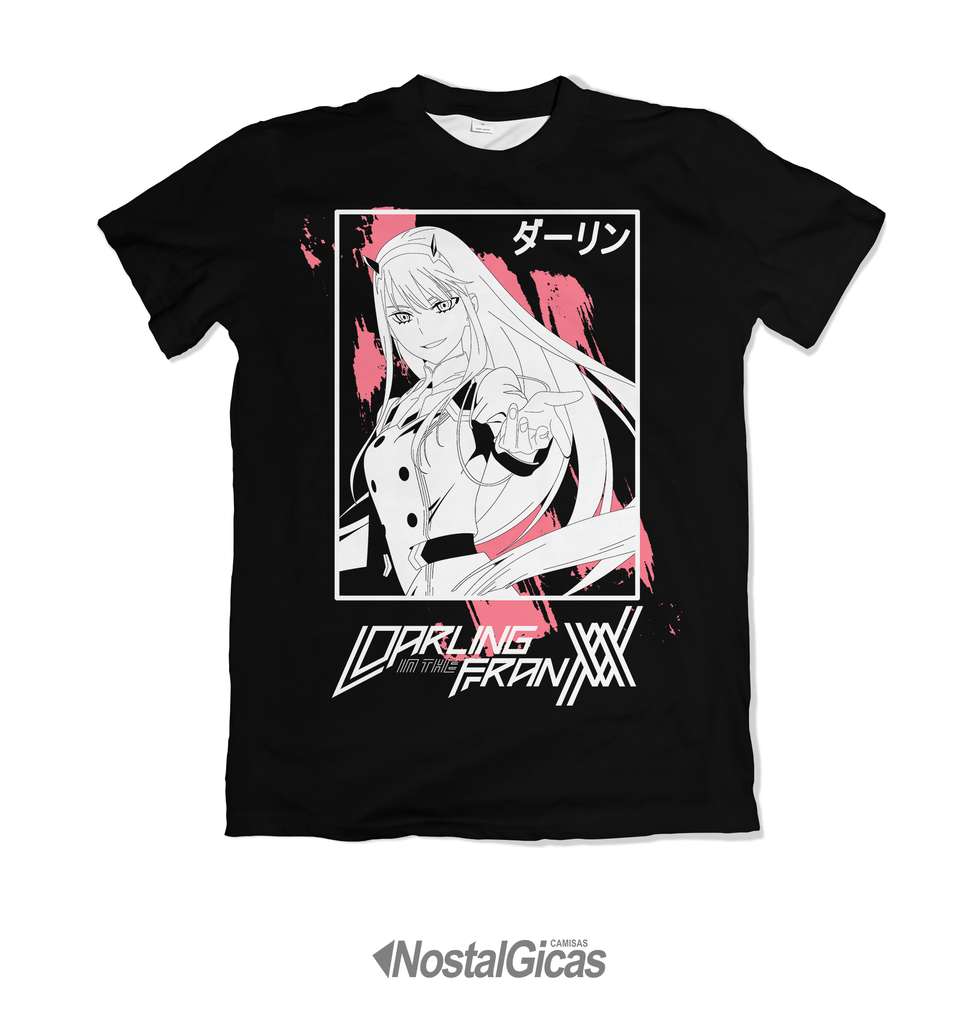 Camiseta ALGODÃO preta Anime Zero Two Darling in the Franxx