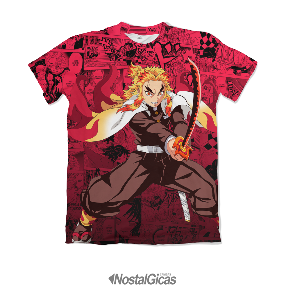 Camisa Camiseta Anime Kimetsu No Yaiba Hashira Fogo Rengoku