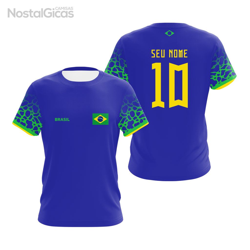Camisa Uniforme Brasil 2022 - Blue (Nome e Número Personalizáveis)