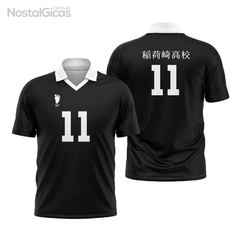 Camisa Gola Polo Uniforme Inarizaki High Black - Haikyuu (Número Personalizável)