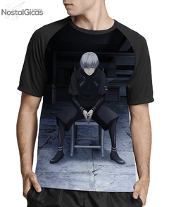 Camisa Raglan Kaneki Ken Tokyo Ghoul Estampa Total Frente