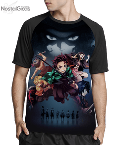 Camisa Raglan Kimetsu no Yaiba Estampa Total Frente