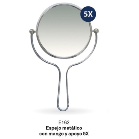 Espejo Para Maquillaje De Metal 19cm 5x Redondo C Pie E7009