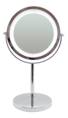 Espejo Para Maquillaje Con Luz Led Metal 17cm Zoom X5 E163