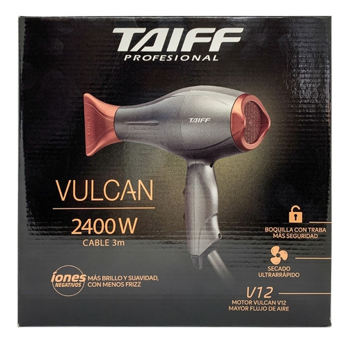 Secador De Pelo Taiff Vulcan 2400 Watts Iones Antifrizz W222