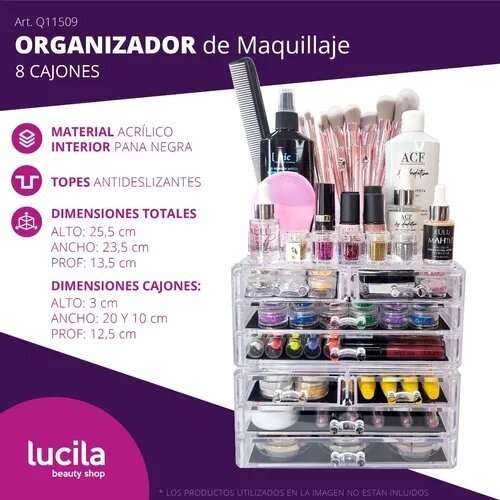 Organizador Para Maquillaje Y Accesorios Acrílico 8 Cajones