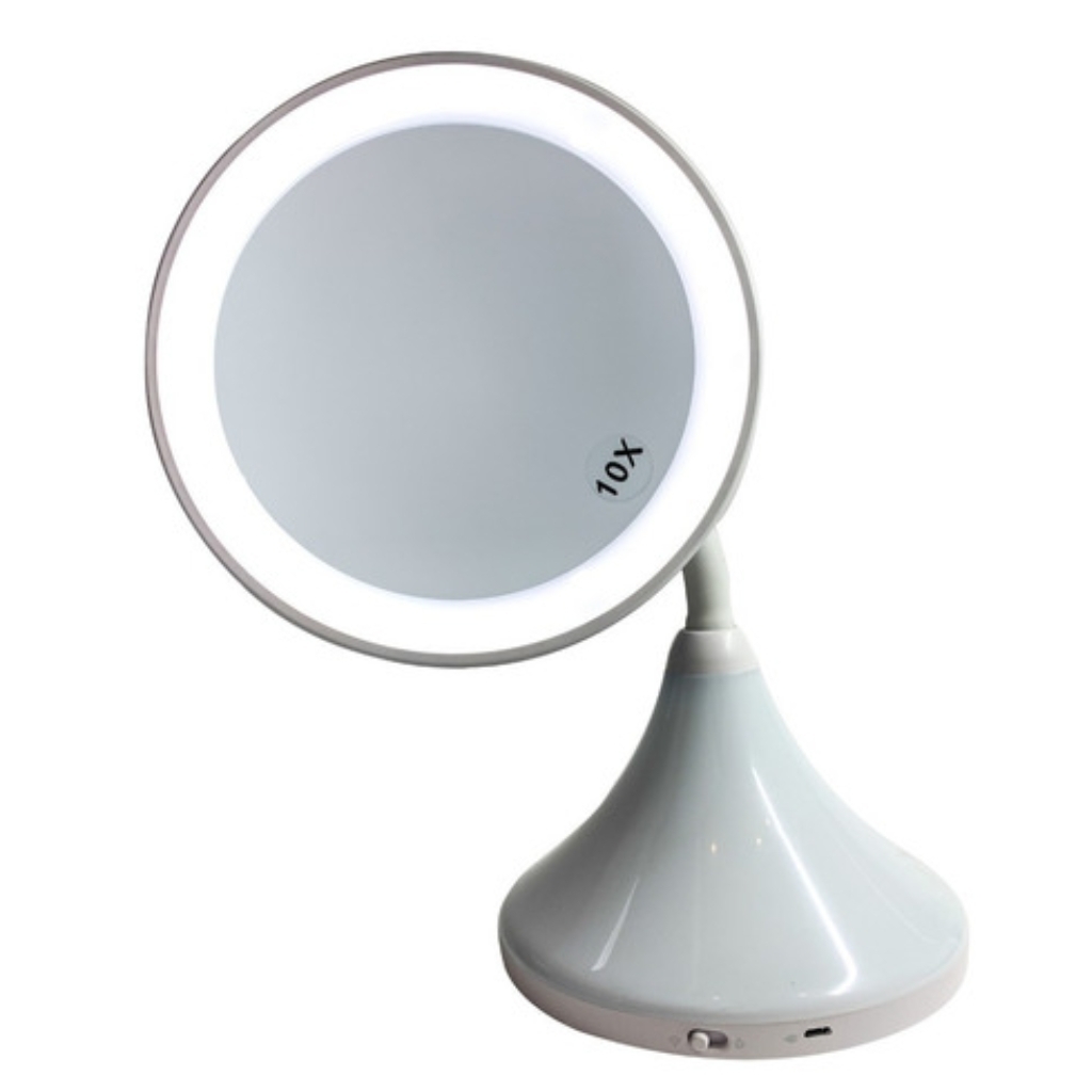 Espejo Para Maquillaje Metálico Redondo Aumento X7 E115