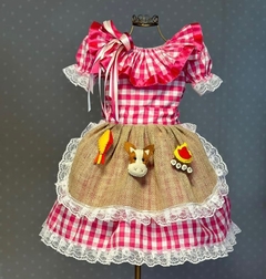 Vestido Junino Arraia na Roça xadrez Pink - LELE PETIT