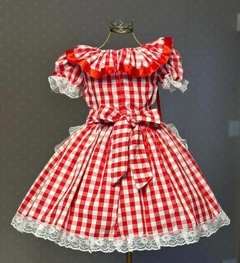 Imagem do Vestido Junino Arraia na Roça xadrez vermelho