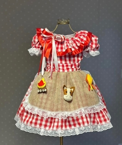 Vestido Junino Arraia na Roça xadrez vermelho - LELE PETIT