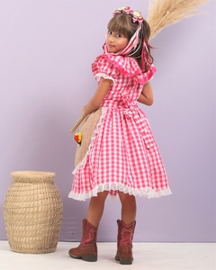 Vestido Junino Arraia na Roça xadrez Pink na internet