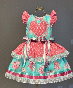 (pronta entrega) Vestido Junino Coração floral tiffany - comprar online