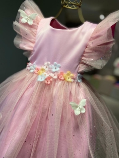 Vestido Luxo flores rosa - comprar online