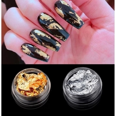 KIT FOLHAS DE OURO PARA DECORAÇÃO DE UNHAS | 5 OURO + 5 PRATA - Eu Magra e Jovem