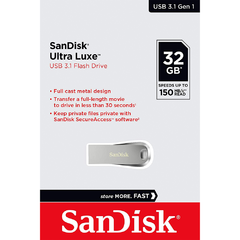 Pen 32 Gb Usb 3.1 Sandisk Ultra Luxe Pendrive 32gb Metal - tienda online