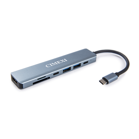 Docking Station USB-C 7 En 1 Cimexi YG-2121 / HDMI 4K / USBC / PD 100W / USB 3.0 / USB 2.0 / TF / SD