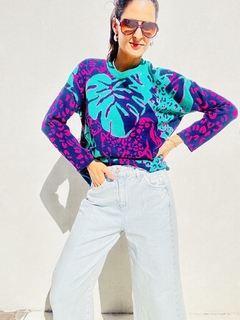 Sweater Panther print azul - comprar online