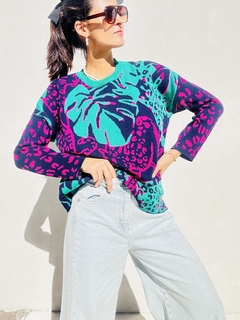 Imagen de Sweater Panther print azul