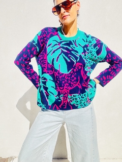 Sweater Panther print azul