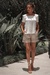 Shorts Liz (Areia e Off-White) - comprar online