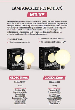 Globo Vidrio Led "Milky" G95 8w Dimer - comprar online