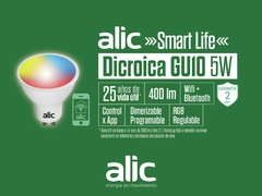 Lampara SMART LED DICROICA GU10 5w Wifi Bluetooth RGB - CENTRAL DE ILUMINACION