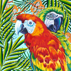 quadro com aves tropicais