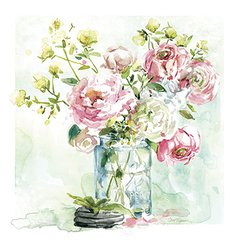 Gravura de vaso flores para decoração