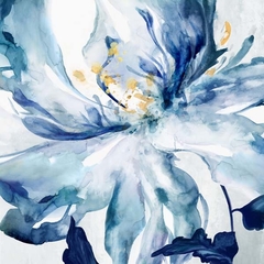 quadro com flores em tons de azul