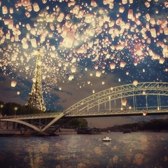 Love Wish Lanterns Over Paris - Paula Belle Flores