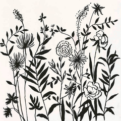 gravura de silhuetas de flores