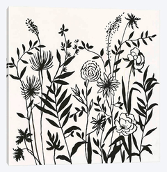 gravura de flores em preto e branco