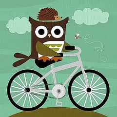 Owl and Hedgehog on Bicycle - Nancy Lee na internet