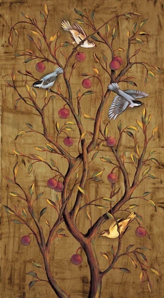 gravura passarinhos na árvore