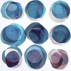gravura círculos em tons de azul