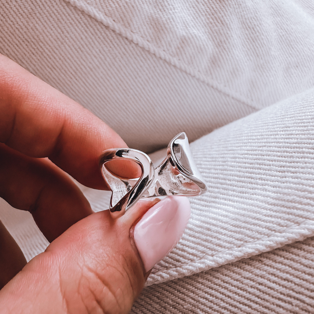 Anillo Calado Liso Ancho Plata Bonkeers Accesorios