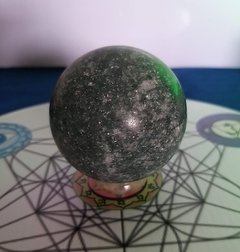 Esfera de jade verde 5,5cm com suporte - 240g - no stress - loja online