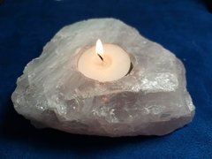 Porta-velas de quartzo rosa bruto com orgonite 801g- amor - Orgonites e loja de artigos esotéricos