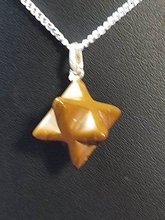 Pingente merkaba de cristal natural com corrente de prata - Orgonites e loja de artigos esotéricos