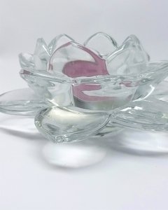 Castiçal de vidro flor de lótus 11,5cm na internet