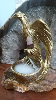 Incensário cascata fênix dourada 16cm - Orgonites e loja de artigos esotéricos