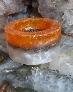 Porta-velas de orgonite perolado com citrino - comprar online