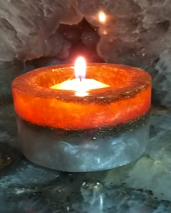 Porta-velas de orgonite perolado com citrino - Orgonites e loja de artigos esotéricos