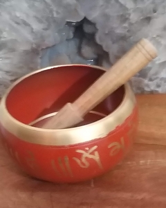 Tigela tibetana 11cm vermelha com bastão - loja online
